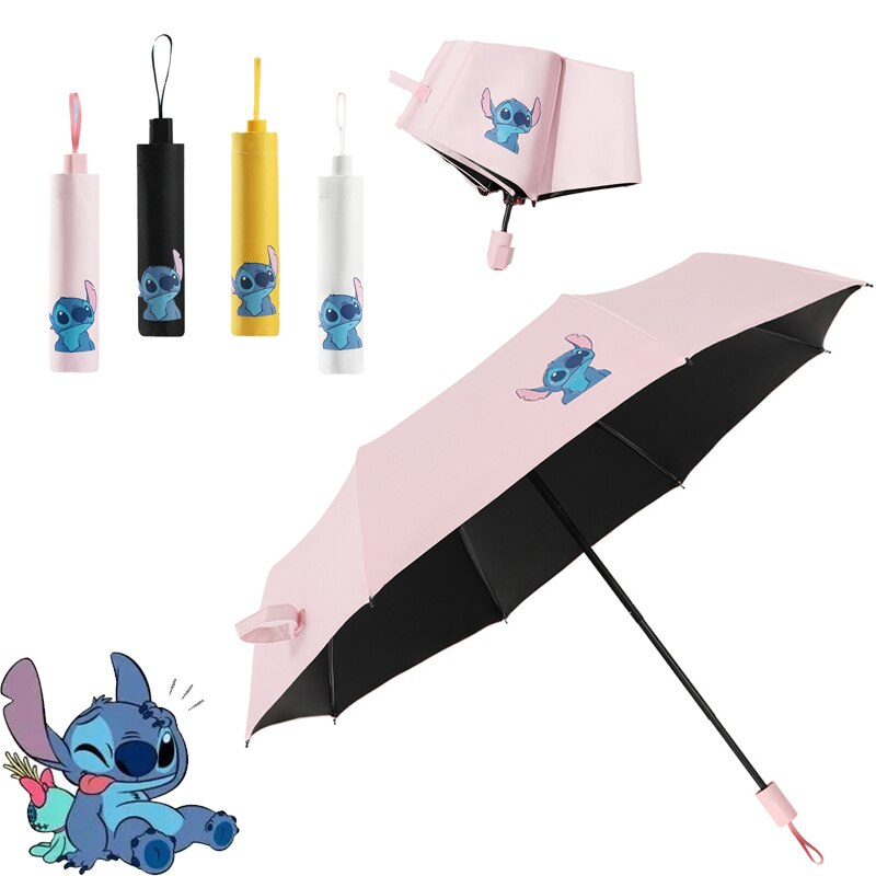 Disney Stitch-paraguas plegable de doble uso para exteriores, sombrilla de  doble uso con dibujos animados, accesorios portátiles de lujo para niñas